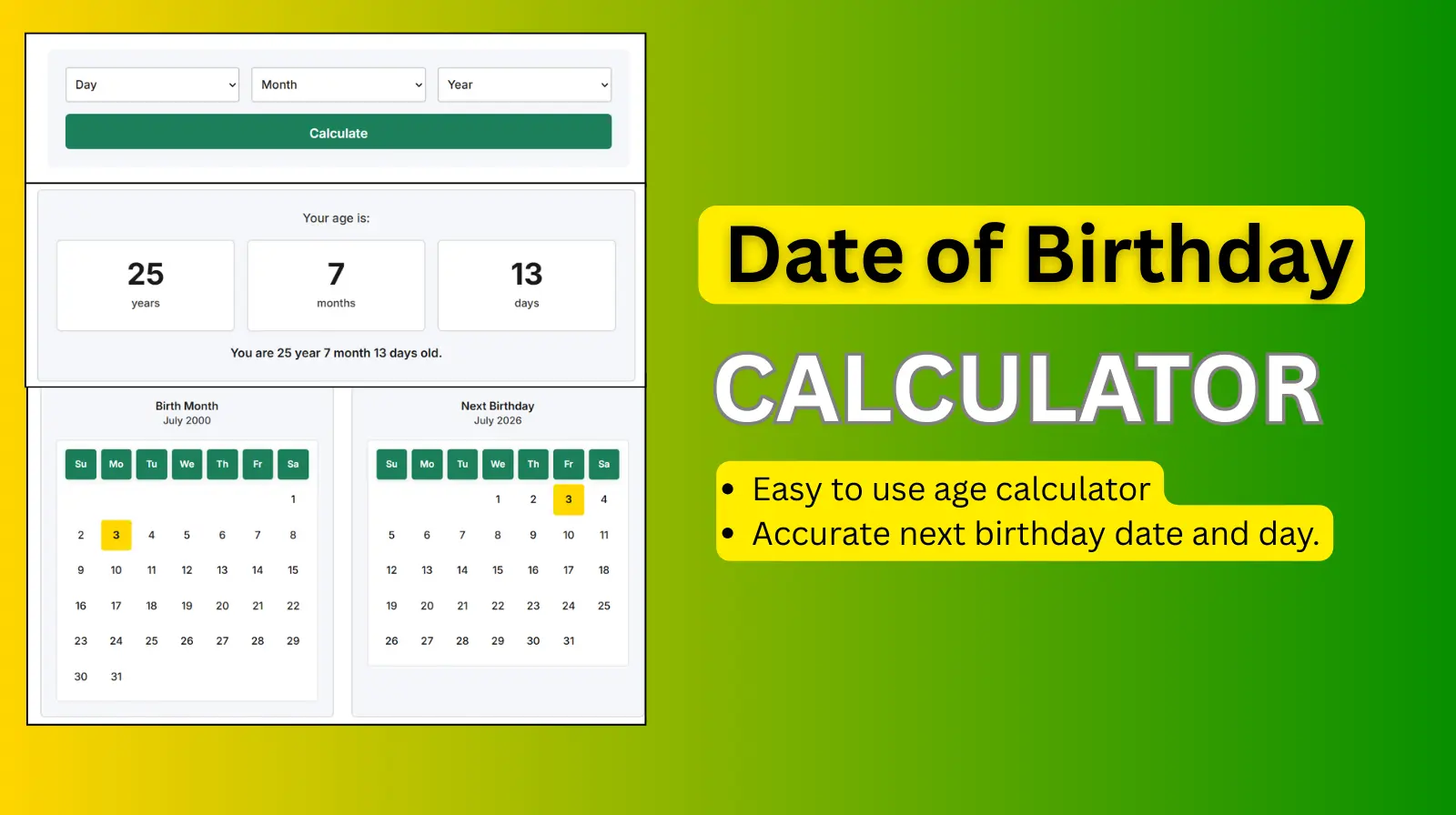 DOB Calculator Screenshot - Calculator DOB